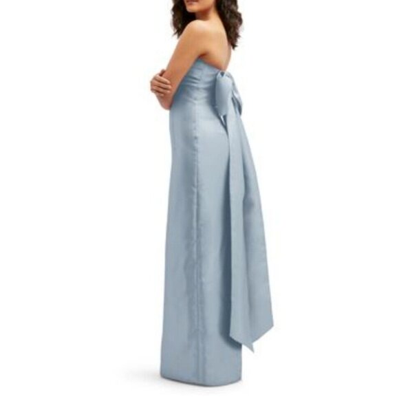 Alfred Sung Evergreen Strapless Bow Back Satin Column Gown Size 10 $289 D856 - Picture 3 of 11